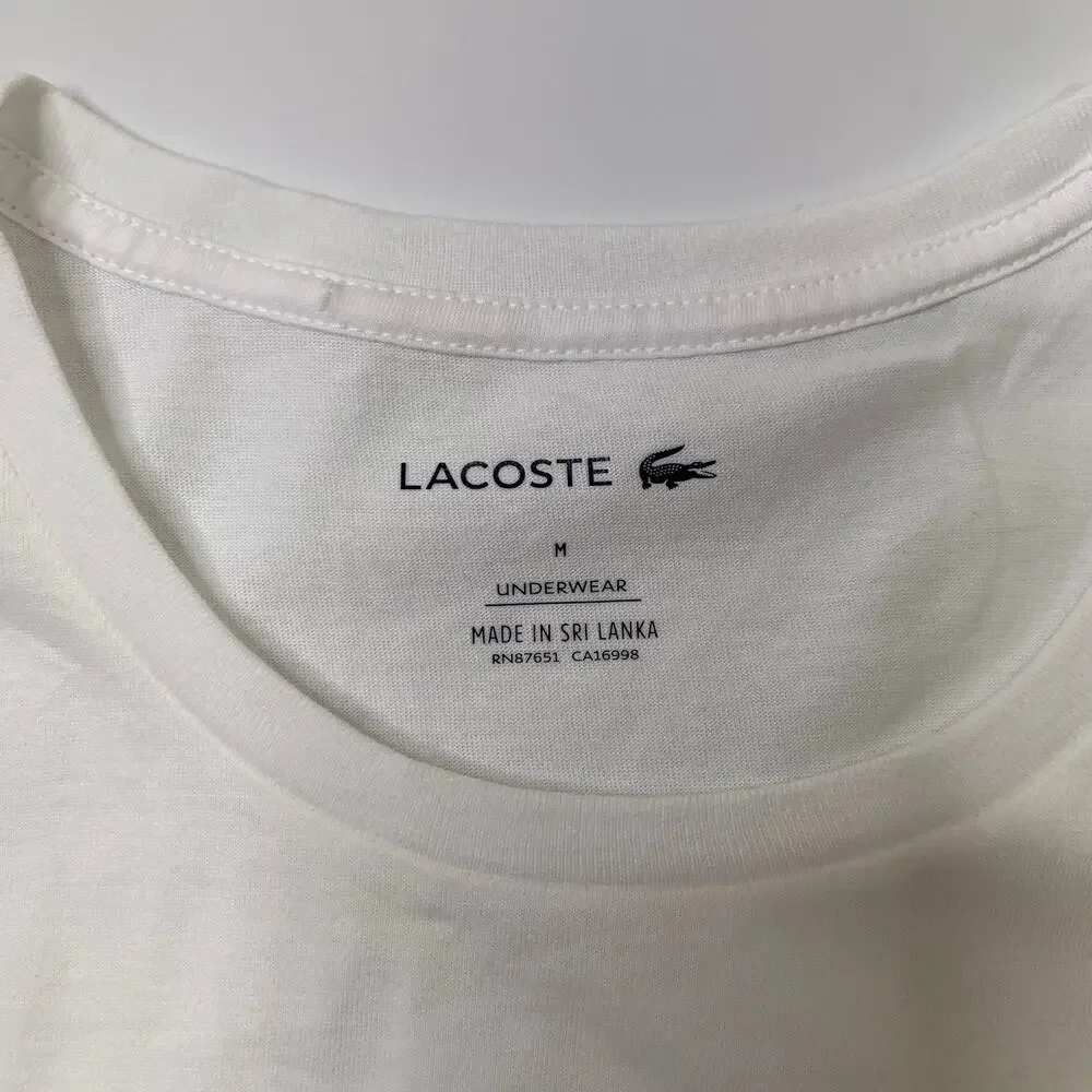 Lacoste T Shirt Men M Medium Cotton Underwear Undershirt Sleepwear Baselayer Tee